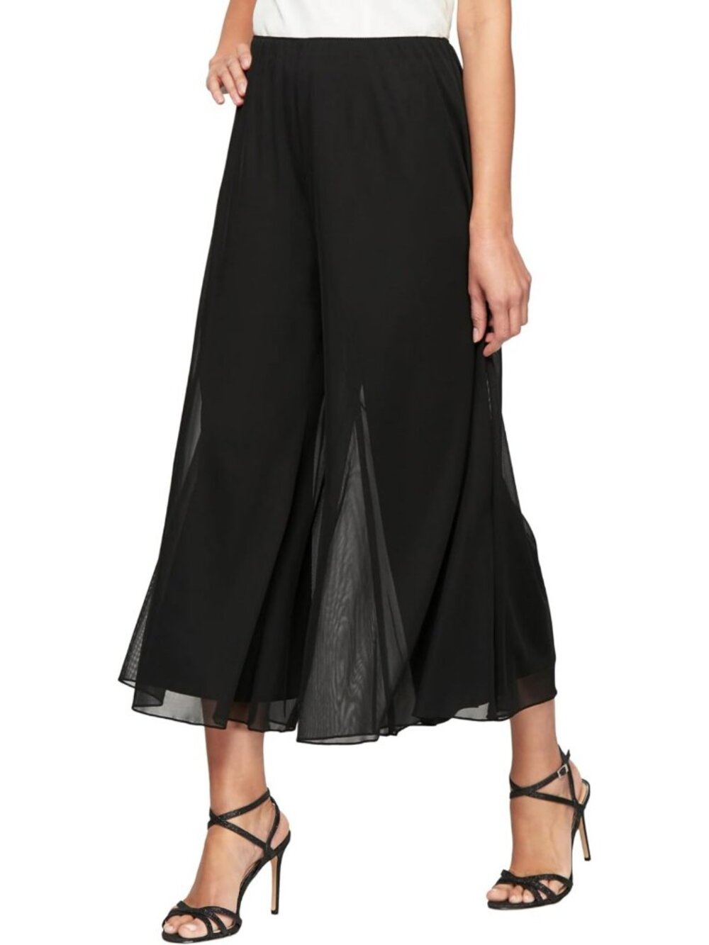 Chic Women's Cropped Wide Leg Mesh Pants - Perfect for Parties & Events